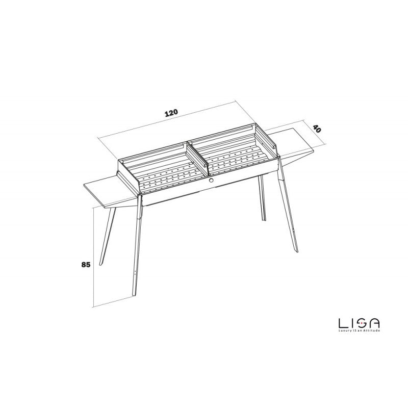 Barbecue Etna Maxi ACIER Dimensions : 150 x 62 x 85 h cm