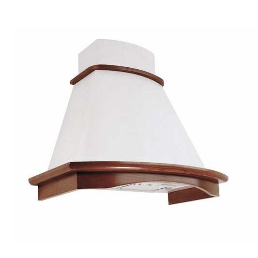 Hotte de cuisine rustique blanche BELLA avec cadre en bois incrusté couleur tabac 90 cm
