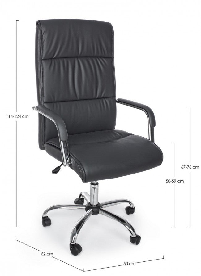 Fauteuil de bureau Queensland avec accoudoirs en éco-cuir gris foncé