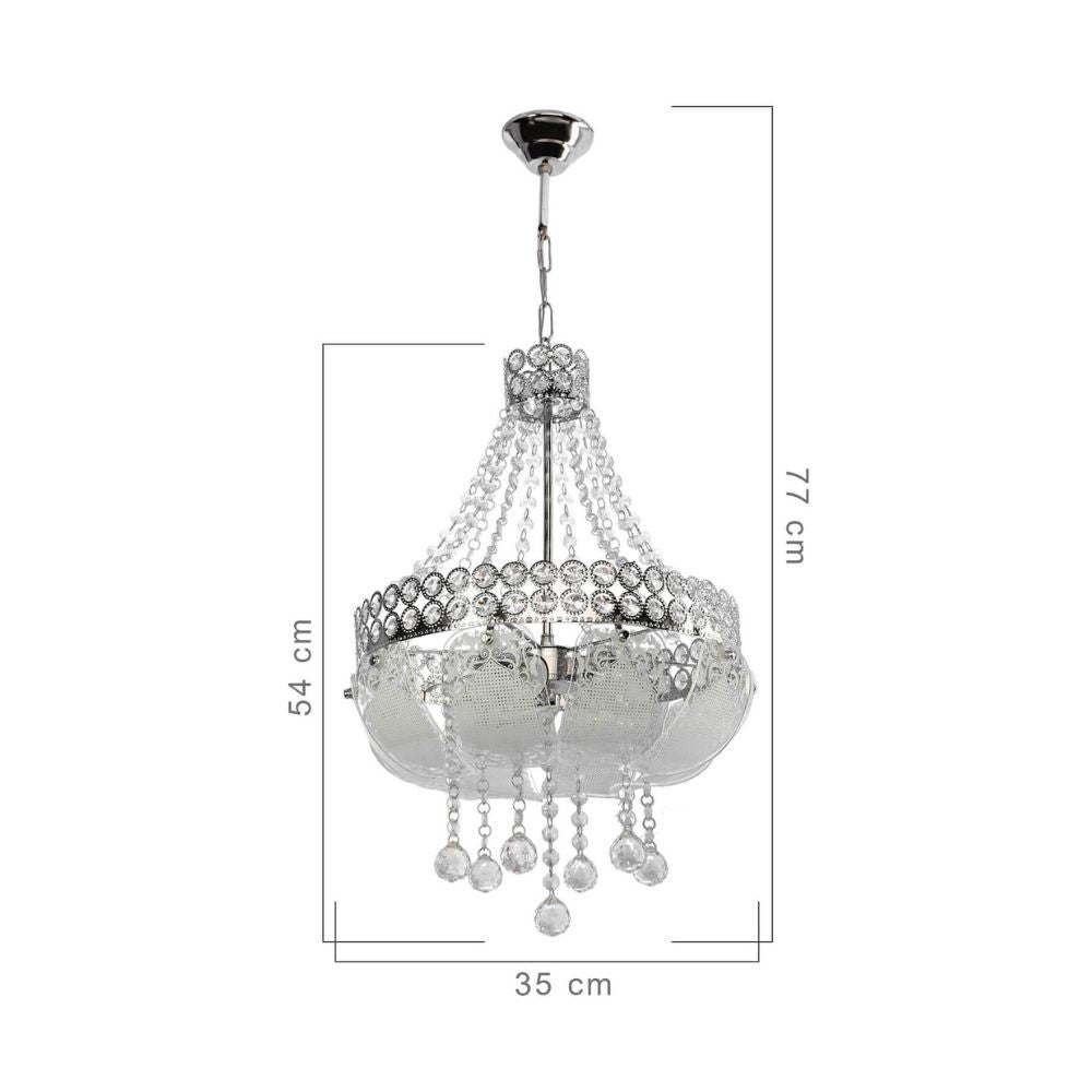 Plafonnier argenté Sare MDL3550 décoré de pierres effet verre et cristal