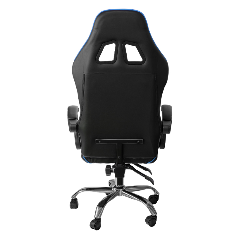 Chaise de bureau gaming inclinable en éco-cuir Bleu et Noir 64x53x h123-133 cm