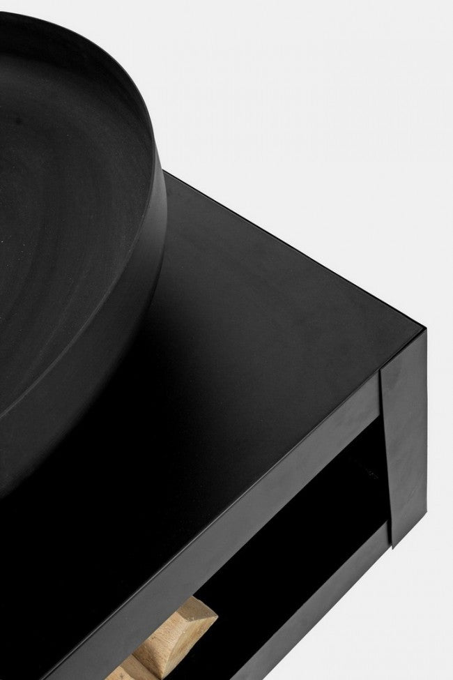 Brasero avec support en bois noir Salon de jardin Efesto