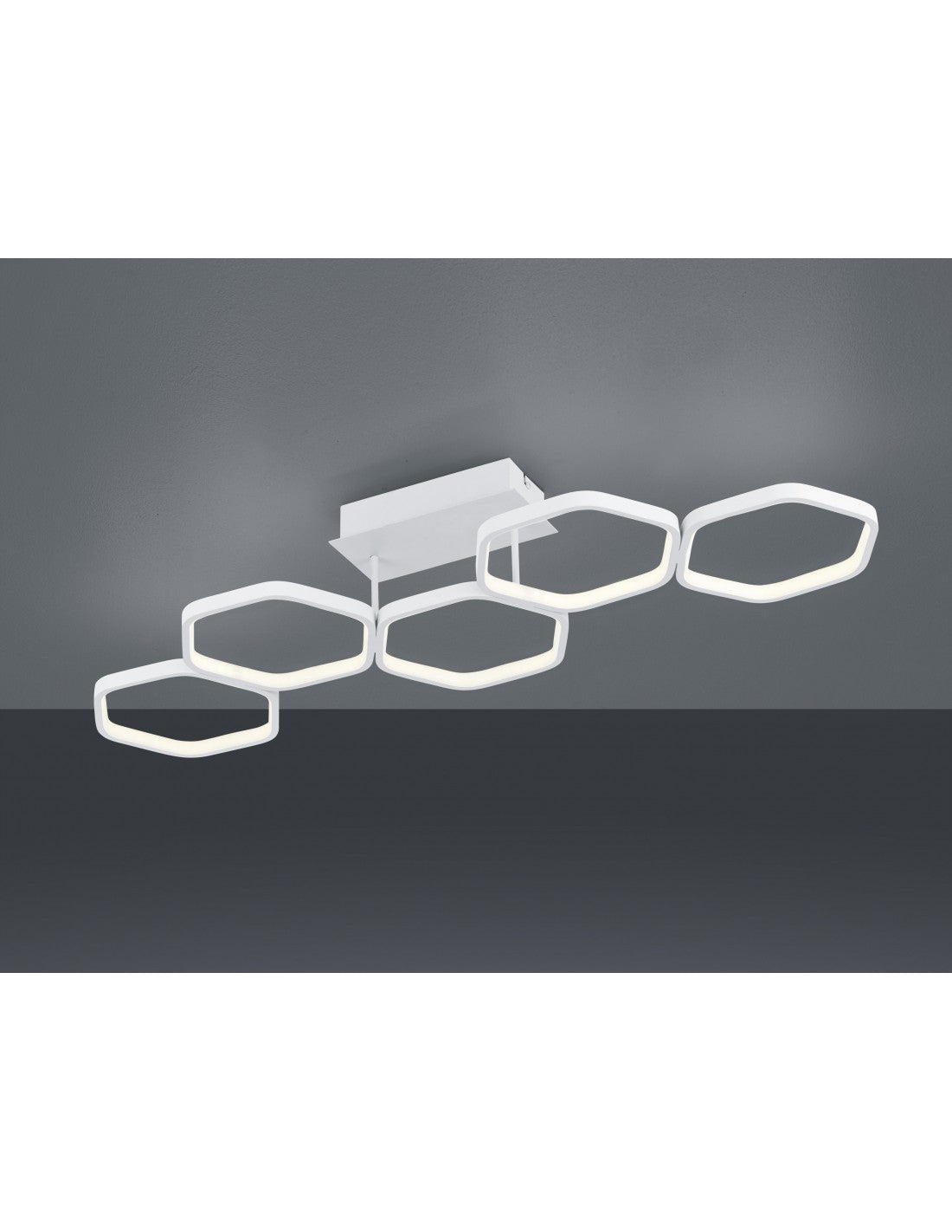 Plafonnier LED dimmable Vigo 5 Hexagones L90 cm Blanc Trio Lighting