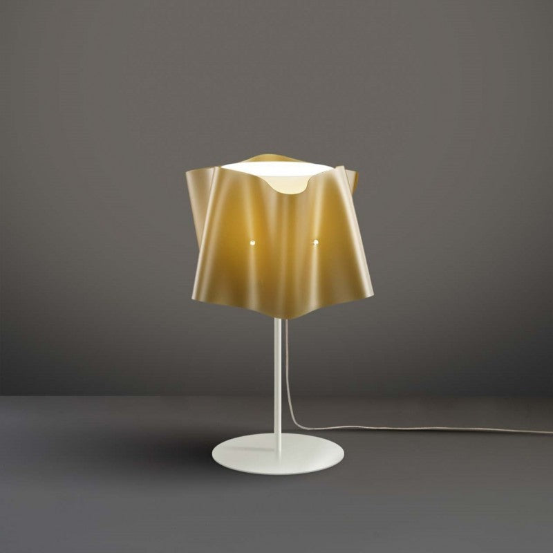 Lampe de table avec pied et tige en métal FOLIO Or abat-jour diamètre 25x h37 cm