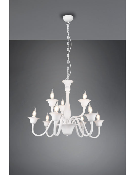 Lustre de salle à manger blanc 9 lumières avec chaîne Elsa Trio Lighting