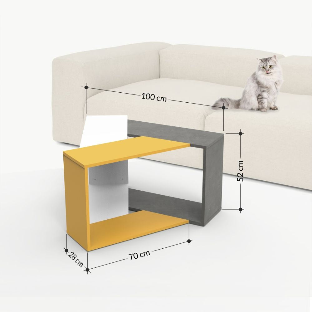 Table de salon trio couleur béton blanc