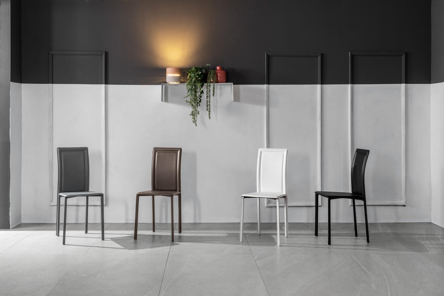 4x Chaise en simili cuir chocolat 41x39x90h cm