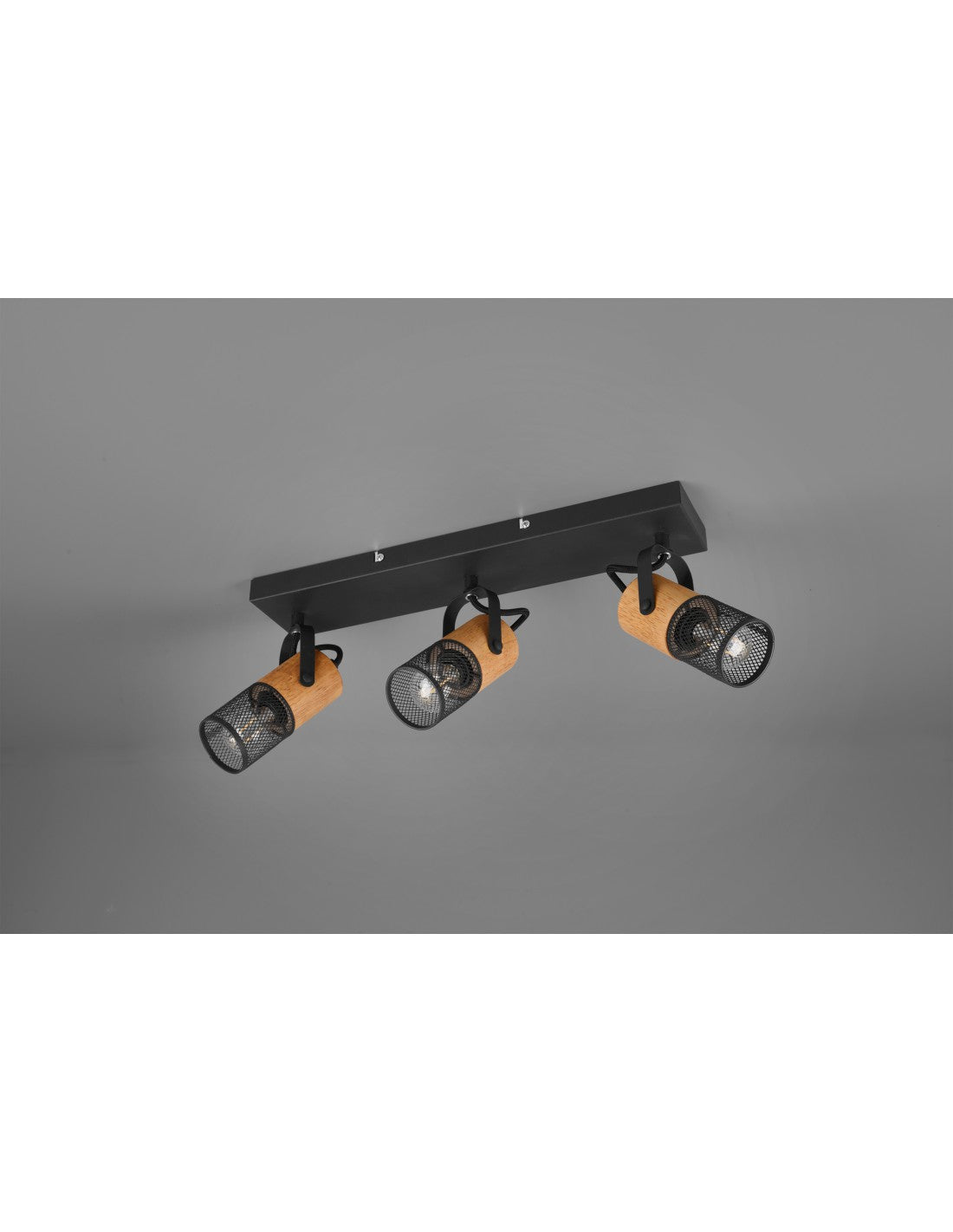 Spot Tosh Noir 3xE14 Spot Cage Bois Et Métal L44 cm Trio Lighting