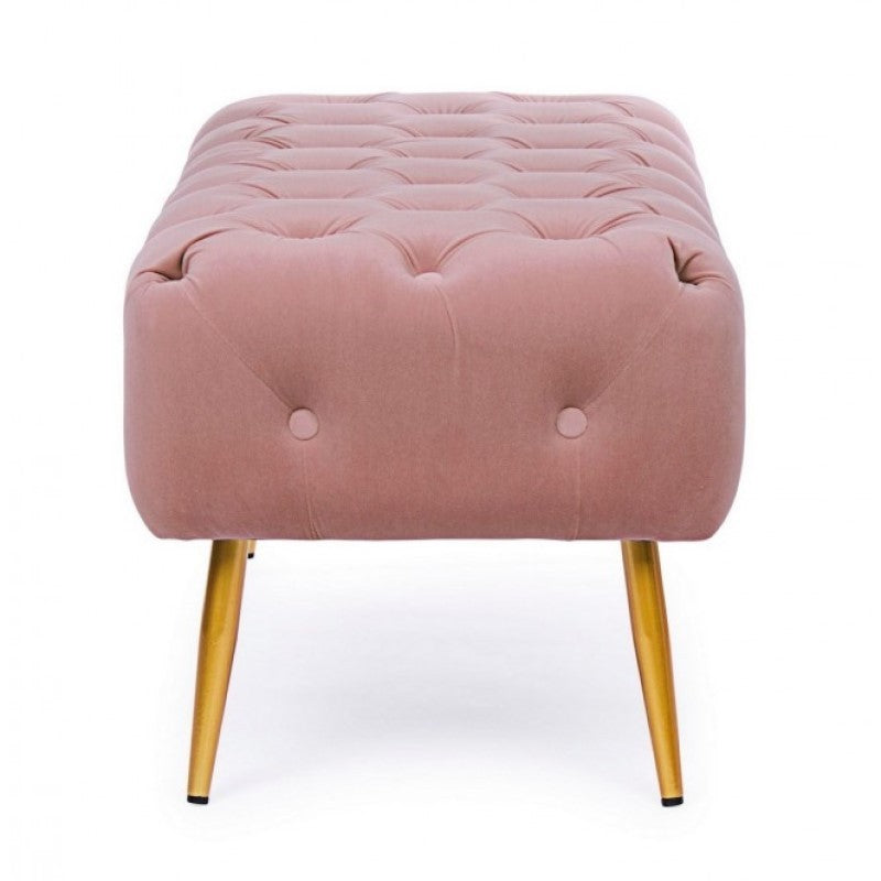 Banc de meuble pouf rose avec pieds 103 x46x40h cm