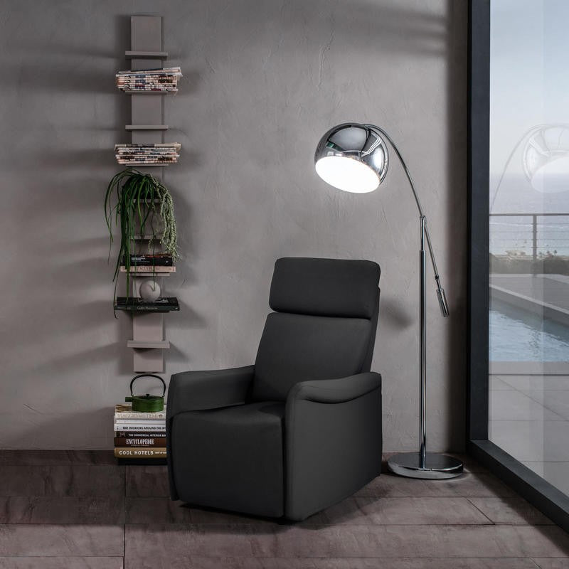 Fauteuil de relaxation inclinable manuellement en simili cuir anthracite 70 x 92 x h. 105 cm 