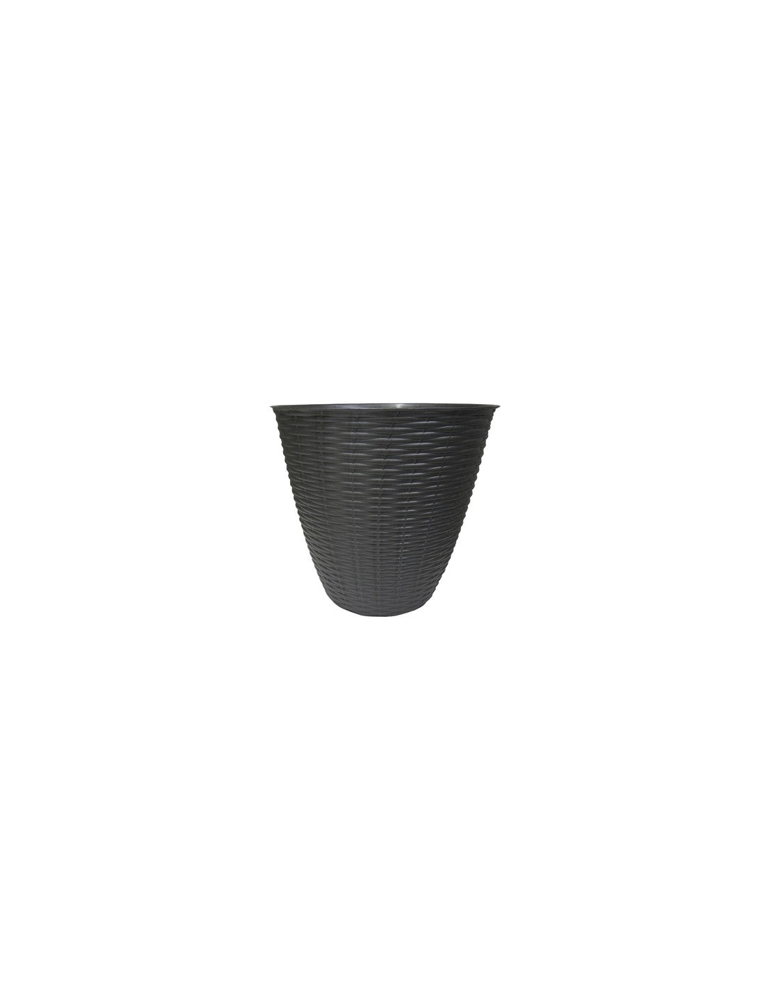 Jardinière en paille de dimensions 19 cm de diamètre et 17,6 cm de hauteur, coloris anthracite.