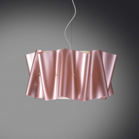 Lustre suspension FOLIO trois lumières avec abat-jour rose diamètre 60x h32 cm