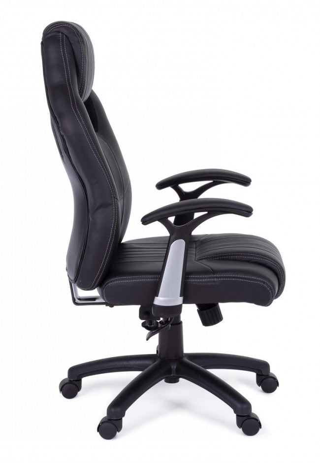 Chaise de bureau Spider avec accoudoirs en simili cuir noir