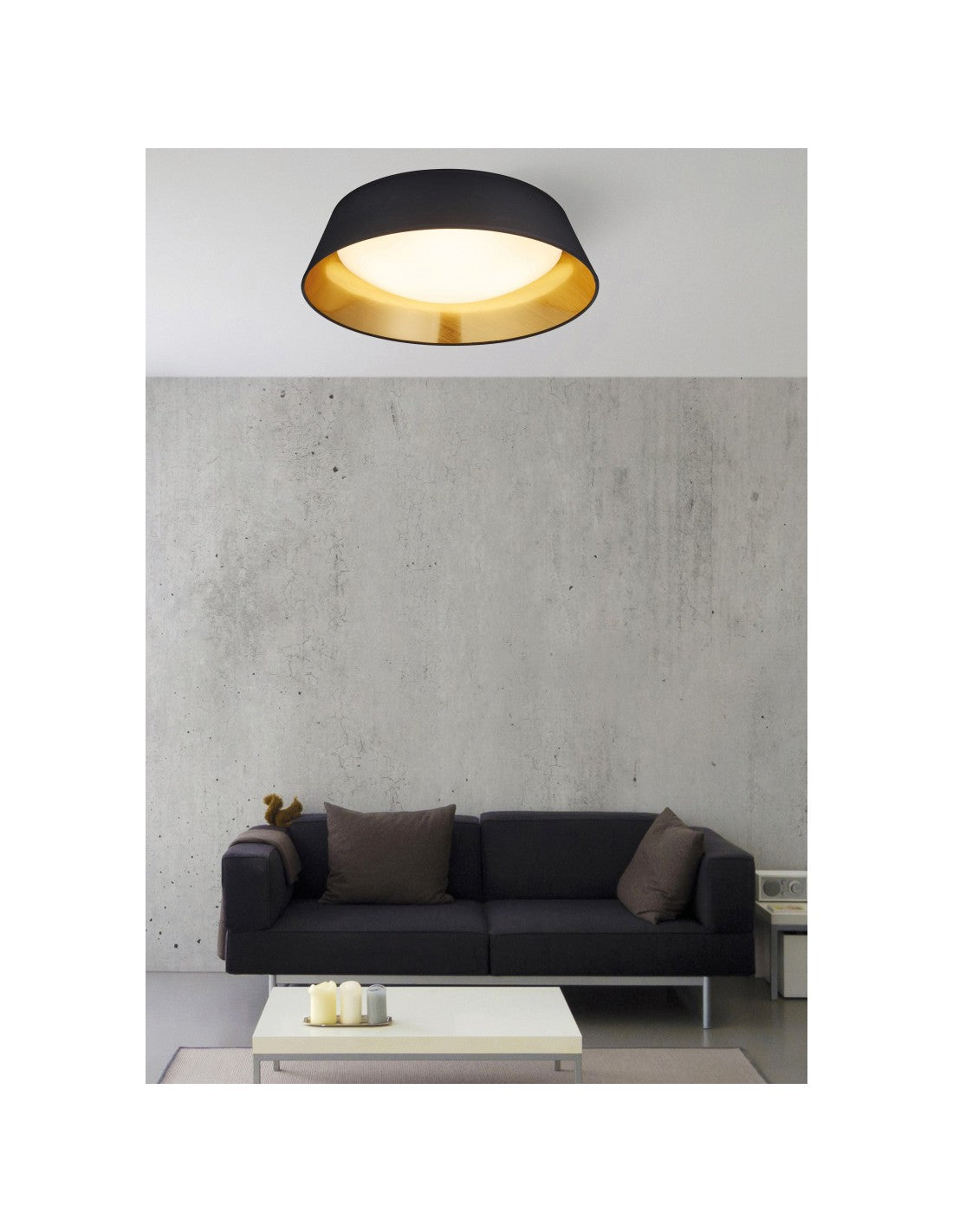 Plafonnier Led avec abat-jour noir et doré Ponts Ø45 cm Trio Lighting