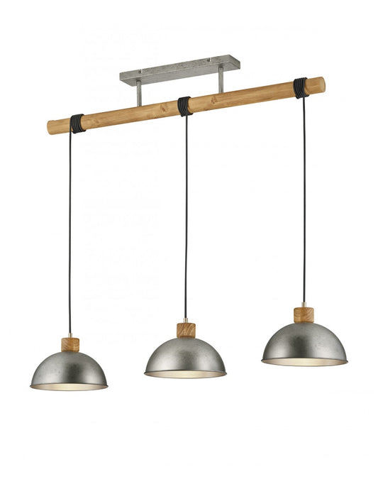 Suspension 3 Dômes en Métal Nickel Antique Delhi Trio Lighting