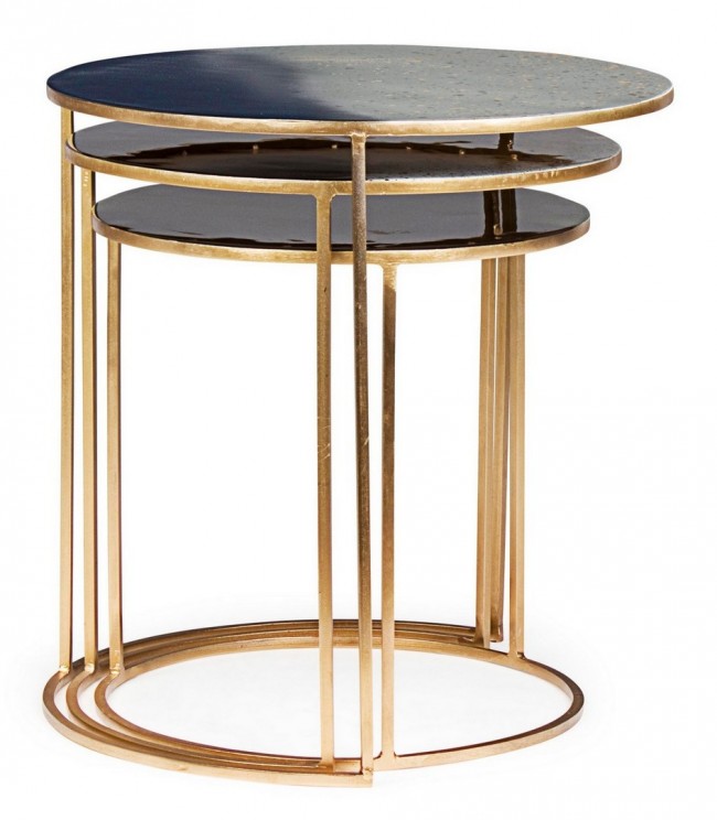 Ensemble de 3 tables basses en métal de style ambiance