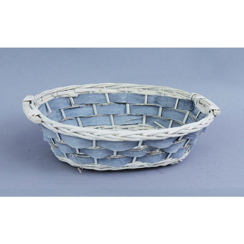 Panier de Noël ovale blanc 46x37x h14 cm