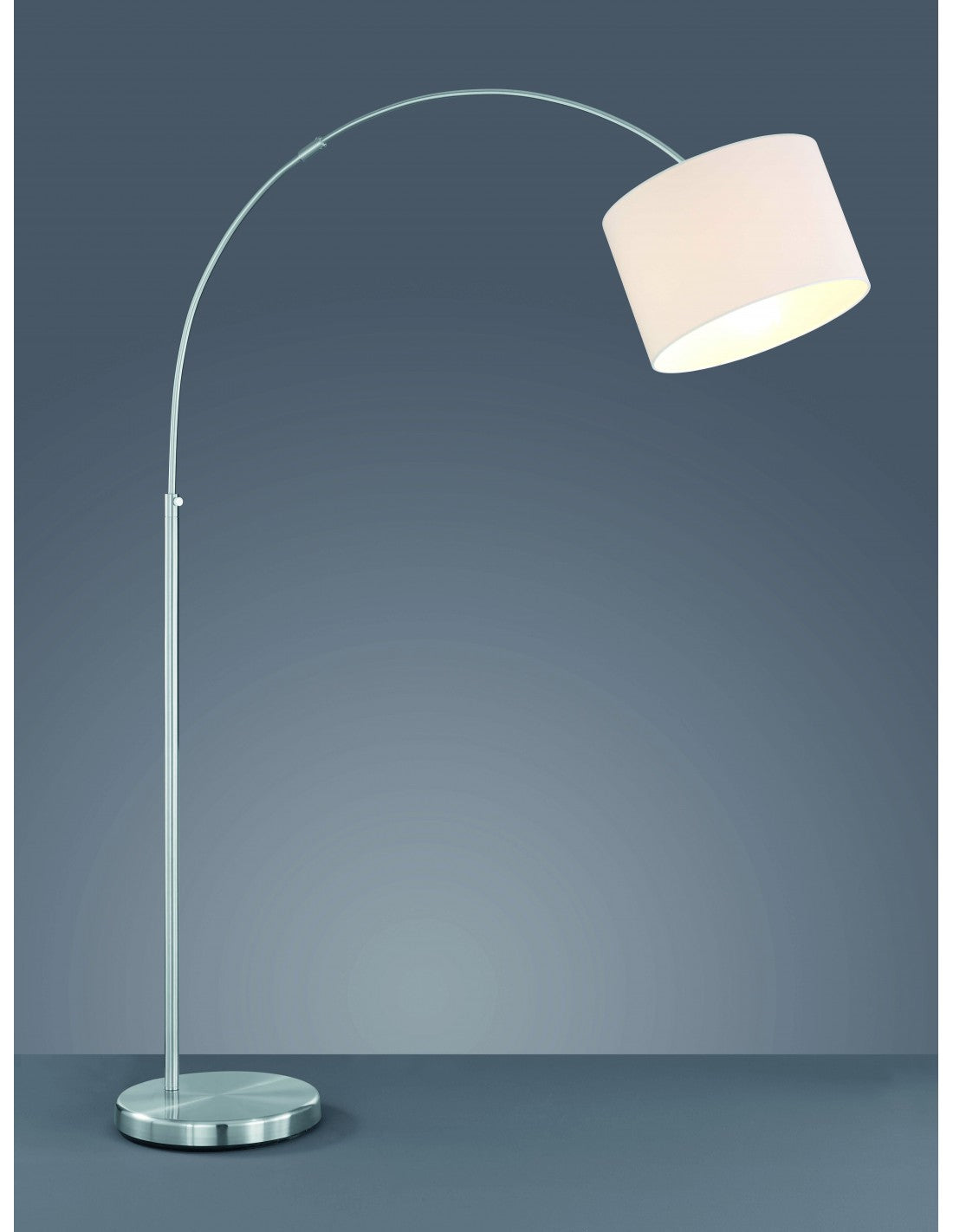 Lampadaire Arqué Hôtel 1xE27 Abat-Jour Nickel Tissu Blanc Trio Éclairage