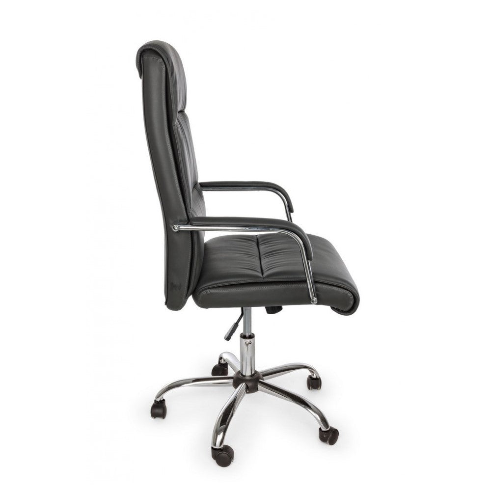 Fauteuil de bureau Queensland avec accoudoirs en éco-cuir gris foncé