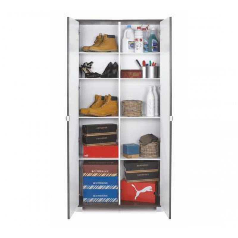 Armoire polyvalente en bois mince avec huit étagères en orme blanc 83x29x h190 cm