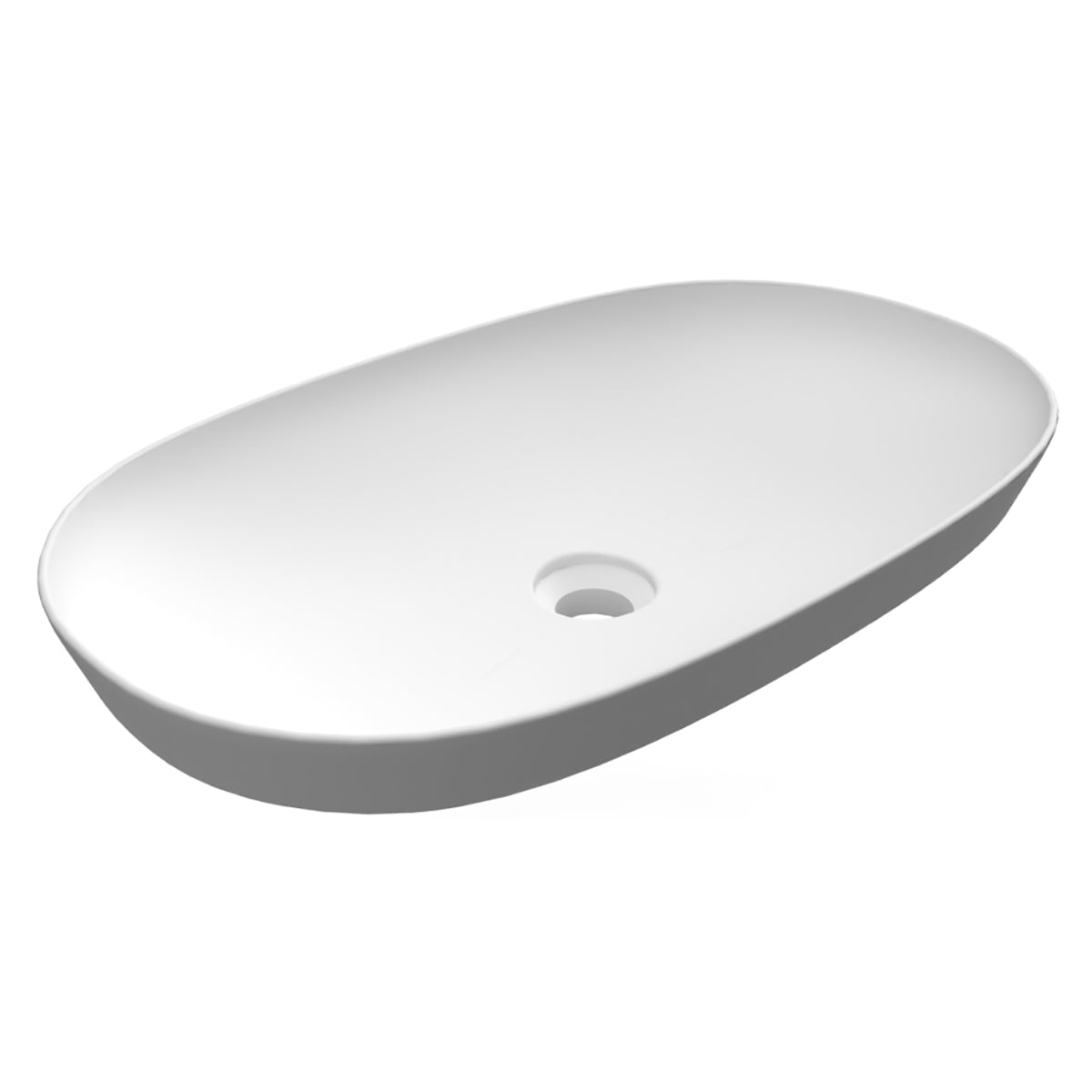 Vasque ovale allongée à encastrer sans trou 60x36 cm, blanc
