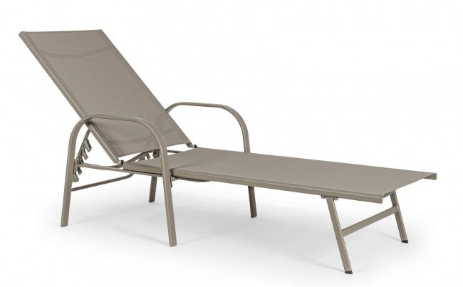 Transat Arent en acier et avec accoudoirs gris tourterelle 195 cm