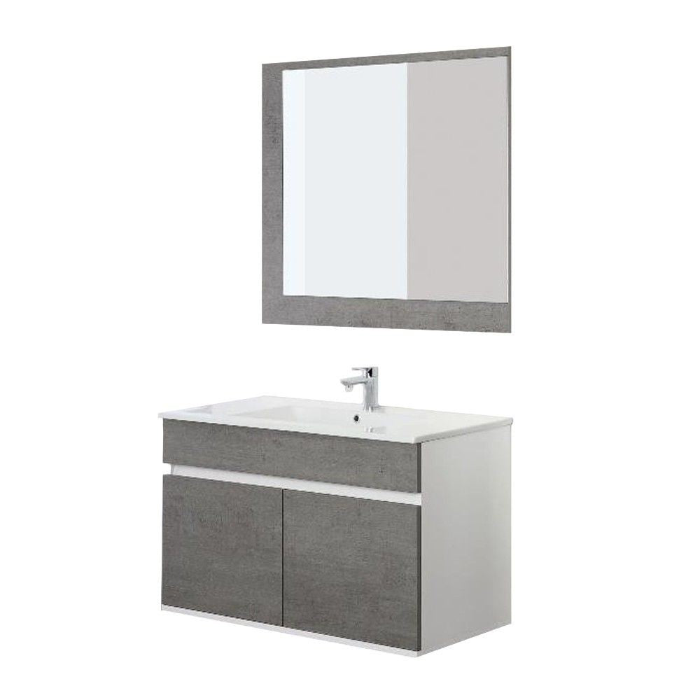 Composition de salle de bain avec deux portes Fabula Line White Cement 90x47x h57cm