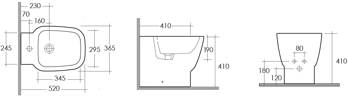 Bidet One dos au mur
