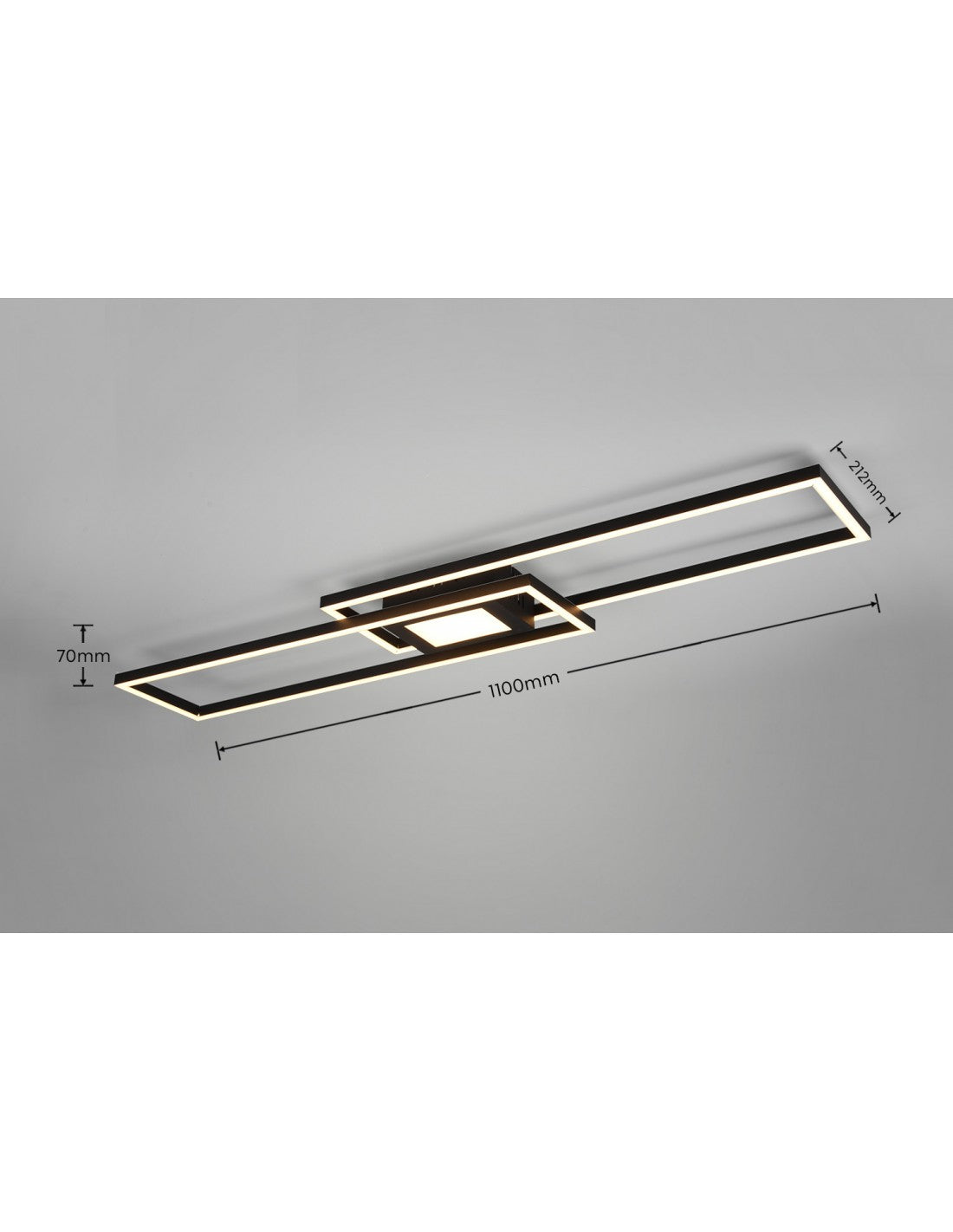 Lustre Plafonnier Rectangles Double Émission Led Ganado Noir Trio Éclairage