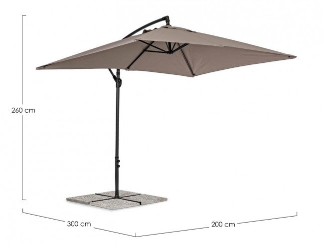 Parapluie à bras Texas 2x3 cm anthracite-gris tourterelle