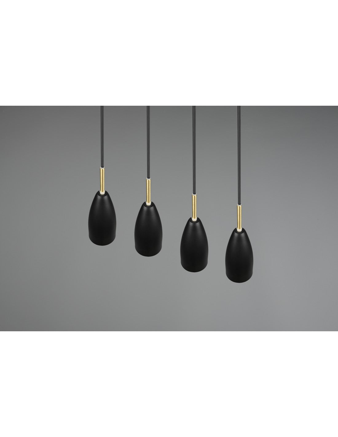 Isola Farin Suspension Linéaire 4 Lumières Noir et Laiton Trio Luminaire