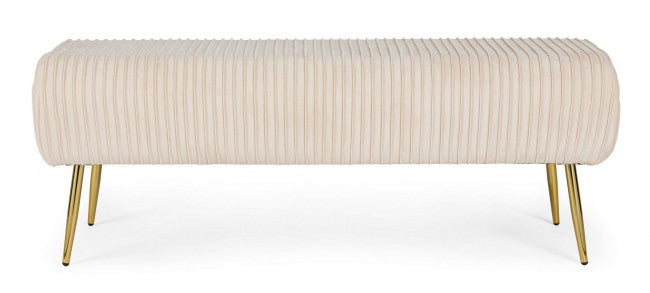 Selena Crema Banquette 2 places en velours 129x45,5x48 cm