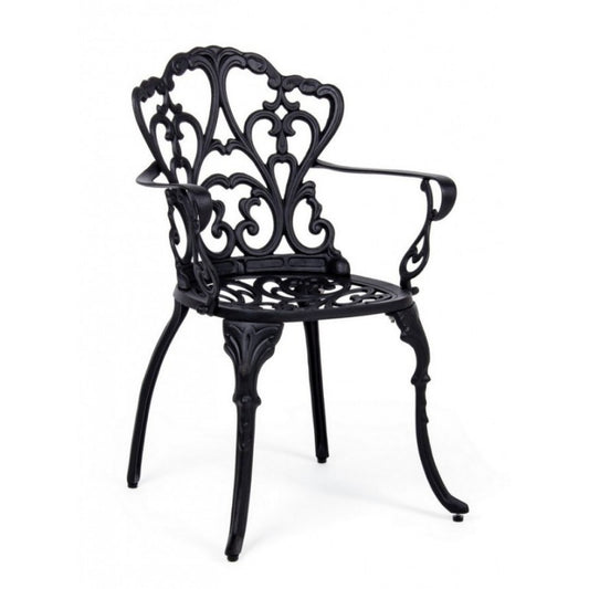 Chaise baroque extérieure en aluminium anthracite 57,5x 58 x 87,5h cm