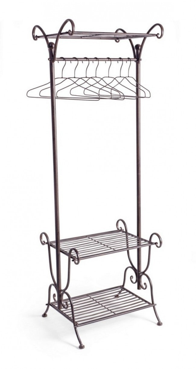 Porte manteau en acier marron trois étagères Marron MELANIE 55x46x h170 cm