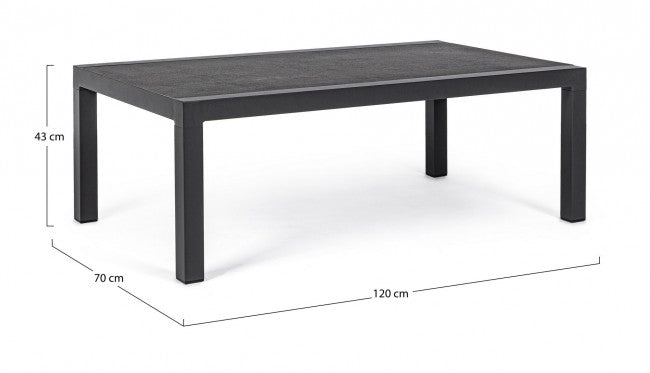 Table basse Kledi en aluminium anthracite 120x70x43h cm