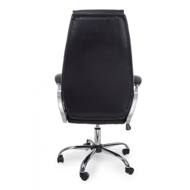 Fauteuil de bureau de direction en éco-cuir noir Camberra avec accoudoirs