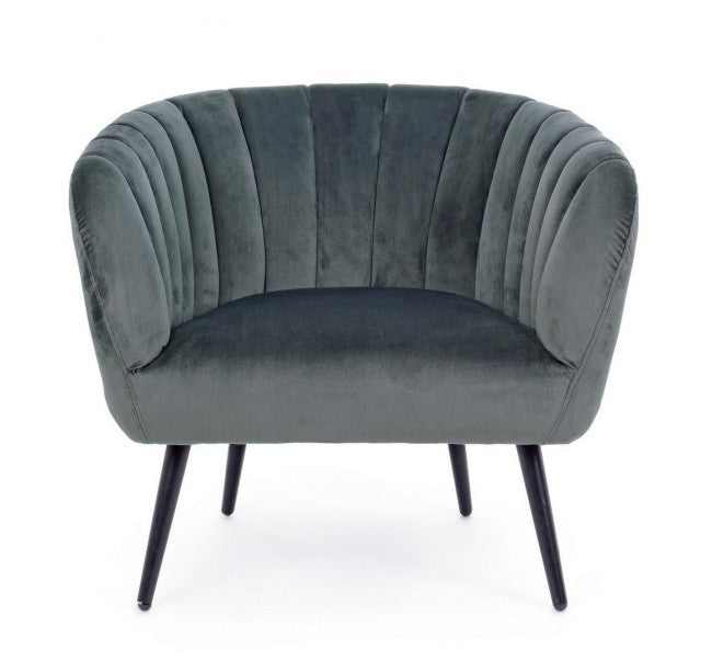 Fauteuil Avril en métal gris et velours