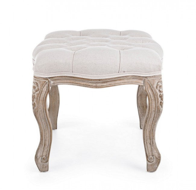 2x Tabouret repose-pieds naturel en tissu de style classique