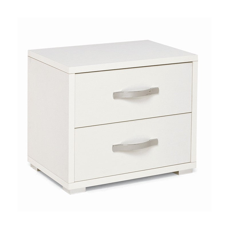 Table de chevet avec 2 tiroirs en frêne blanc en bois mélaminé 36x52xH 43