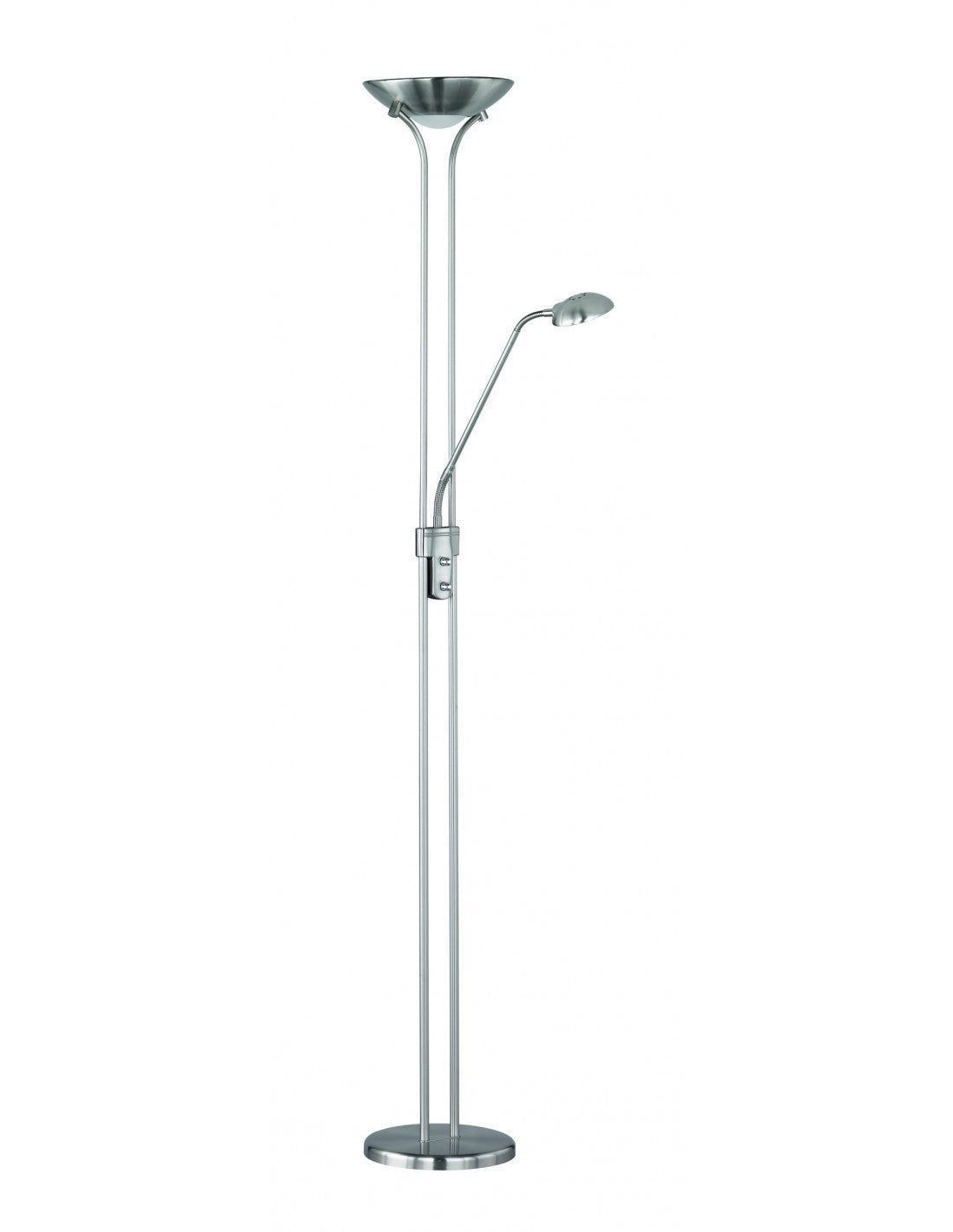 Lampadaire Spock Led avec spot de lecture dimmable Nichel Trio Lighting