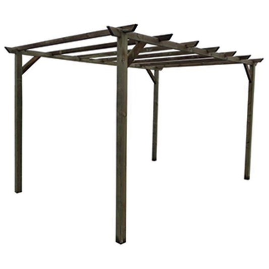 Pergola gratuite en pin patiné 300x300xH400 cm