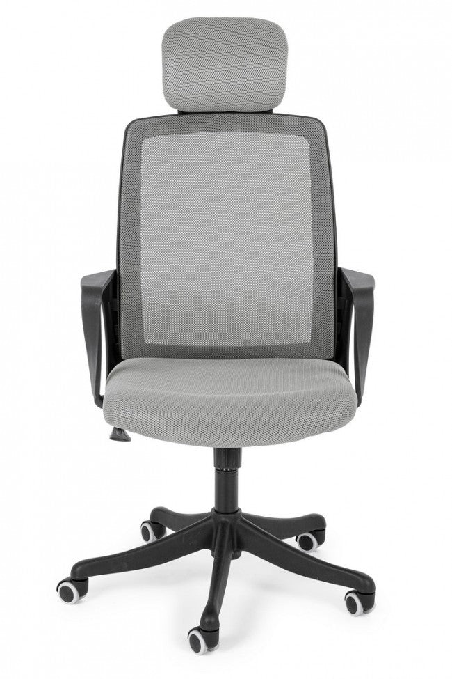 Chaise de bureau avec accoudoirs en tissu gris