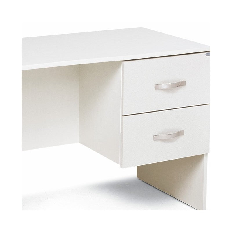 Bureau 2 tiroirs Frêne Blanc en bois mélaminé H.75x119x64 cm