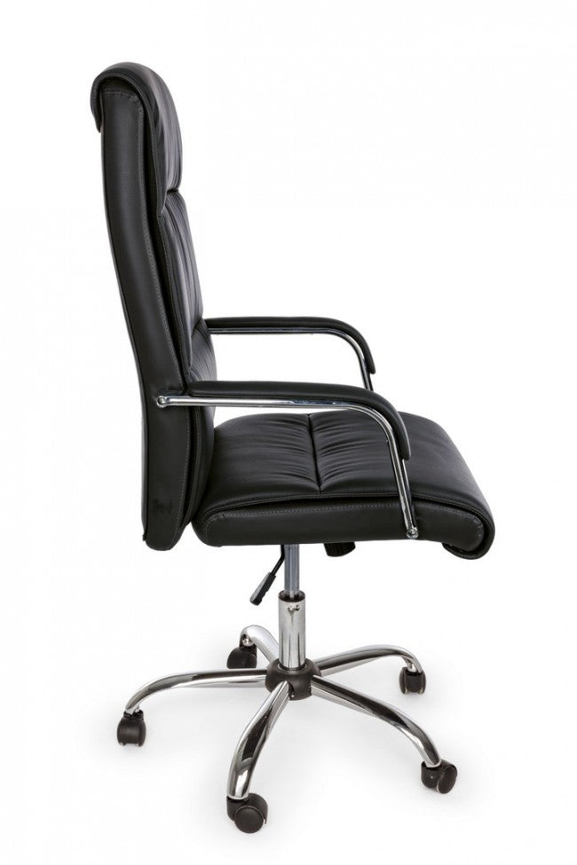 Fauteuil de bureau Queensland avec accoudoirs en éco-cuir noir