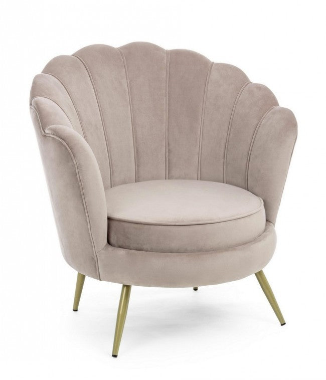 Fauteuil rétro en velours gris clair, modèle paon