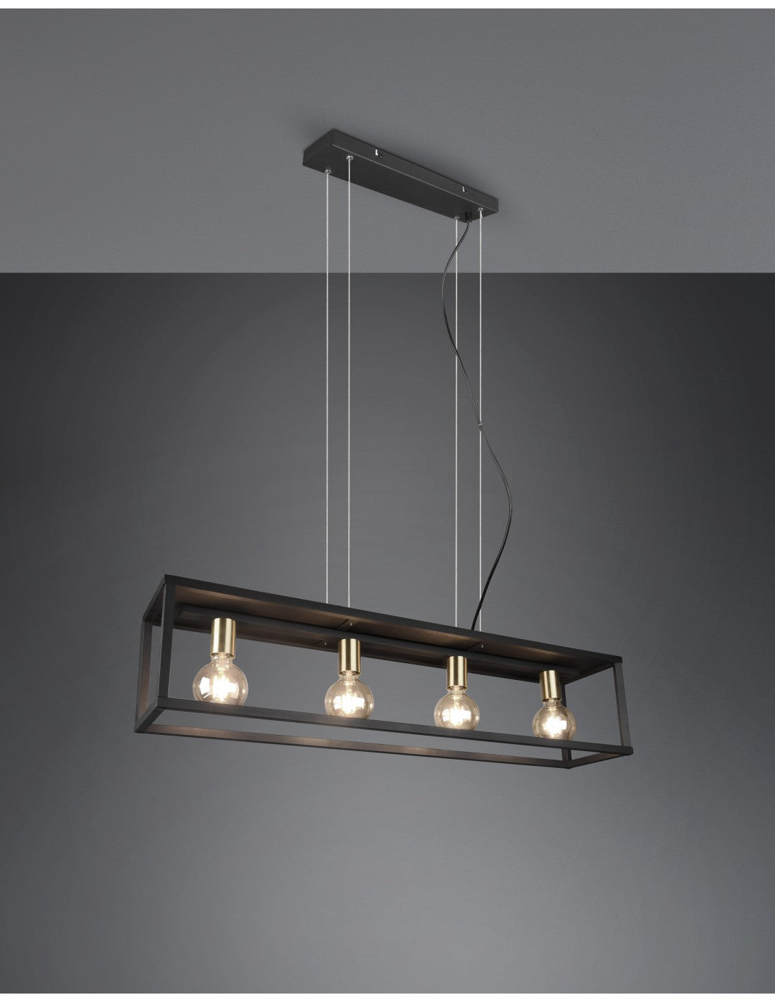 Suspension Pour Salon 4 Lumières Structure Métal Noir Vito Trio Lighting