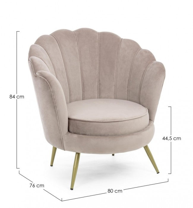 Fauteuil rétro en velours gris clair, modèle paon