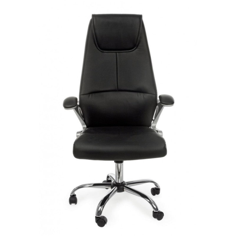 Fauteuil de bureau de direction en éco-cuir noir Camberra avec accoudoirs