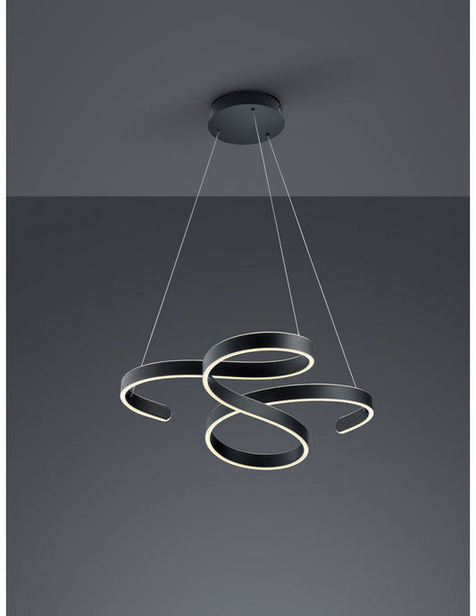 Suspension Trio Éclairage Francis Vortici Anthracite Led 52w Dimmable