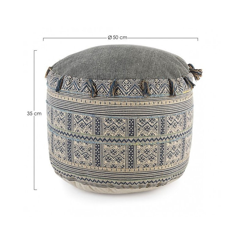 Pouf en coton style ethnique TILAK Snorkel diamètre 50x h35 cm